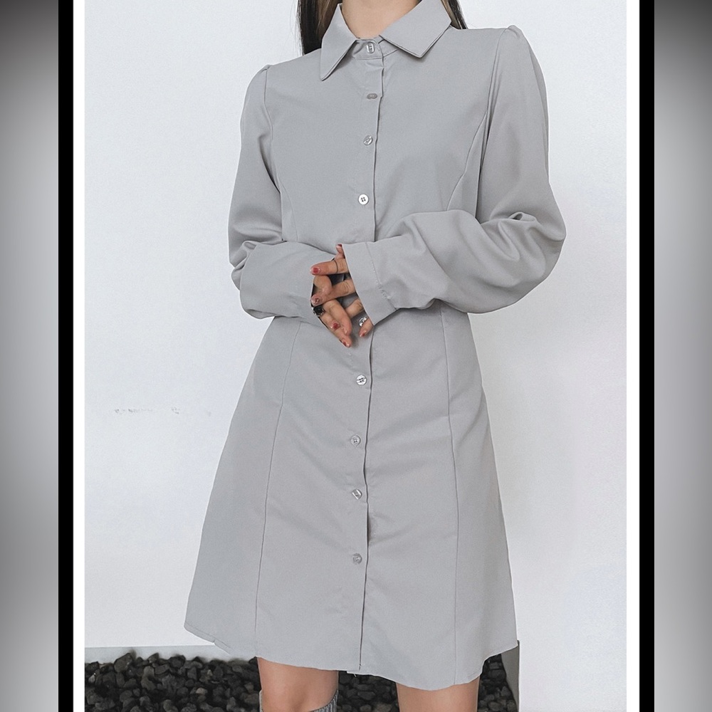Grey button down dress, one size (asian), new (didn’t come with tags).